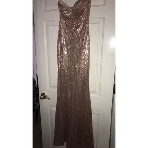 Champagne pink sequin Prom dress